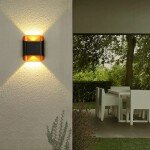 2 LED Outdoor Black Gold Wall Gate Lamp Up and Down Wall Light Waterproof (Warm White)